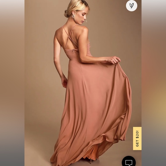 LuLu’s Meridith Dusty Rose Ruffled Lace-Up Maxi Dress - Picture 6 of 6